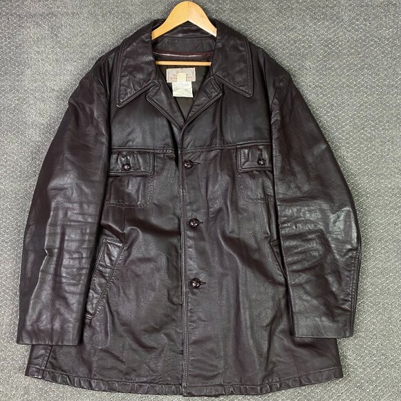 Vintage Sears Leather Jacket With Down Liner Men's 52 Brown Fight Club - Picture 1 of 15